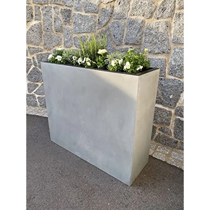 VIVANNO Pflanzkübel Fiberglas ELEMENTO Kasten - Grau Beton-Design, wetterfest, 88x30x75 cm – Bild 2