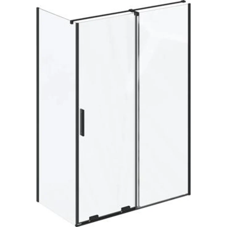 RAVAK Seitenteil für Duschabtrennung Roll, 80 cm, schwarzer Rahmen, klares Sicherheitsglas, 8 mm, mit AntiCalc-Beschichtung