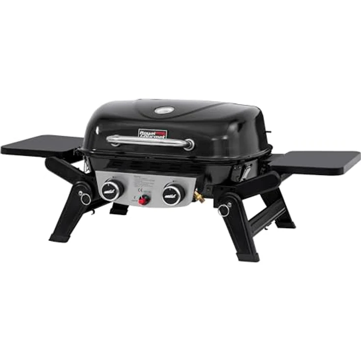 Royal Gourmet 2-Brenner Tragbarer Gasgrill, 5 kW Tischgrill mit klappbaren Seitentischen, portabler BBQ Grill für Balkon, Terrasse, Garten Schwarz – Bild 2