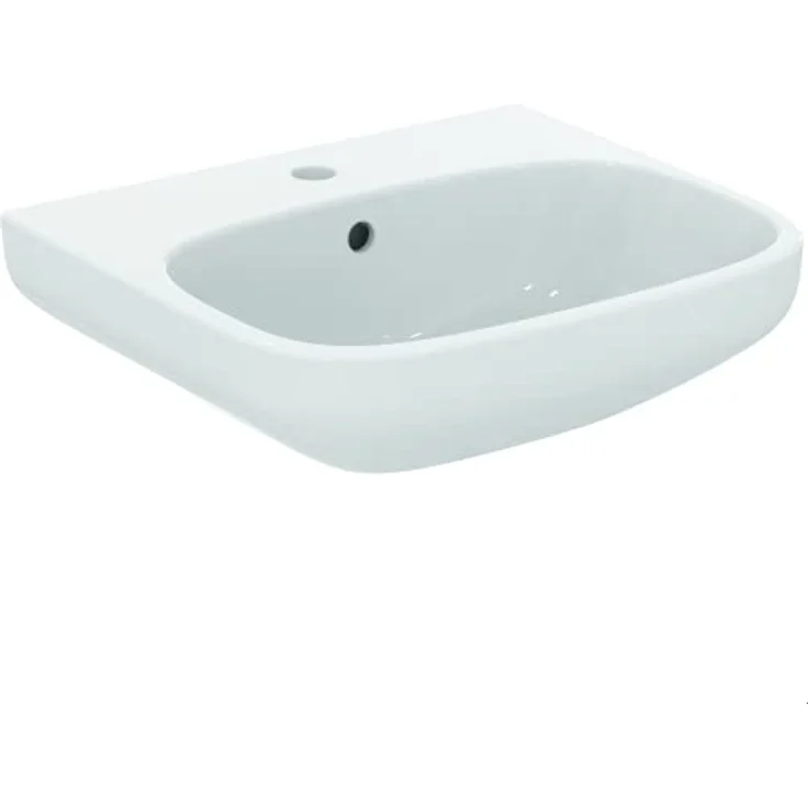 Ideal Standard Waschtisch i.life A, 50x44 cm, 1 Hahnloch mit Überlauf, weiß, aus Kristallporzellan, wandhängend – Bild 1