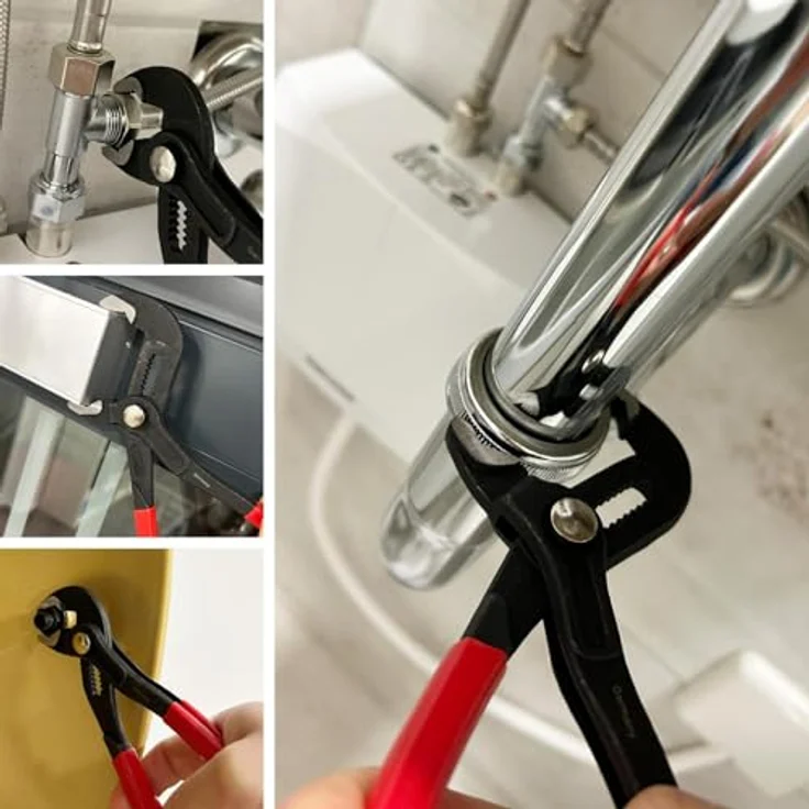 BOOMET Wasserpumpenzange Set · 3er Set 175mm 250mm 300mm · Verstellbare Rohrzange mit Druckknopf · Zangenschlüssel mit Feinverstellung per Knopfdruck · Chrom-Vanadium-Stahl · Ergonomische Griffe · Vielseitig einsetzbar – Bild 5