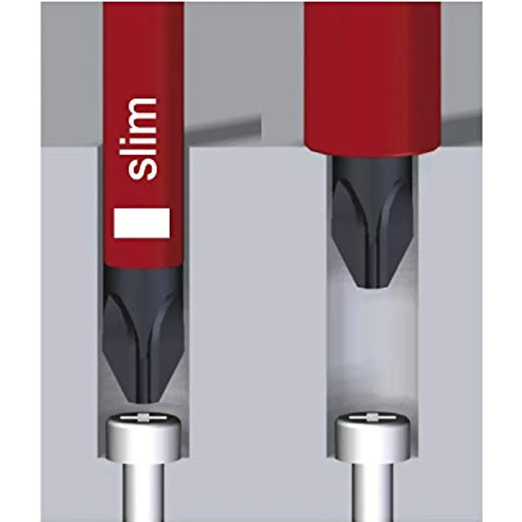 Wiha Schraubendreher SoftFinish electric slimFix Schlitz (35446) 3,5 mm x 100 mm für tiefliegende Schrauben, ergonomischer Griff für kraftvolles Drehen, Allrounder für Elektriker, VDE-geprüft, stückgeprüft – Bild 4