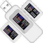 Retoo Spannungsprüfer USB Multimeter Tester Messgerät Leistungstester Strommessgerät, (USB-Messgerät Handbuch auf Deutsch Originalverpackung), Verbesserte Version, Speicherfunktion, Breite Anwendung, Genauigkeit