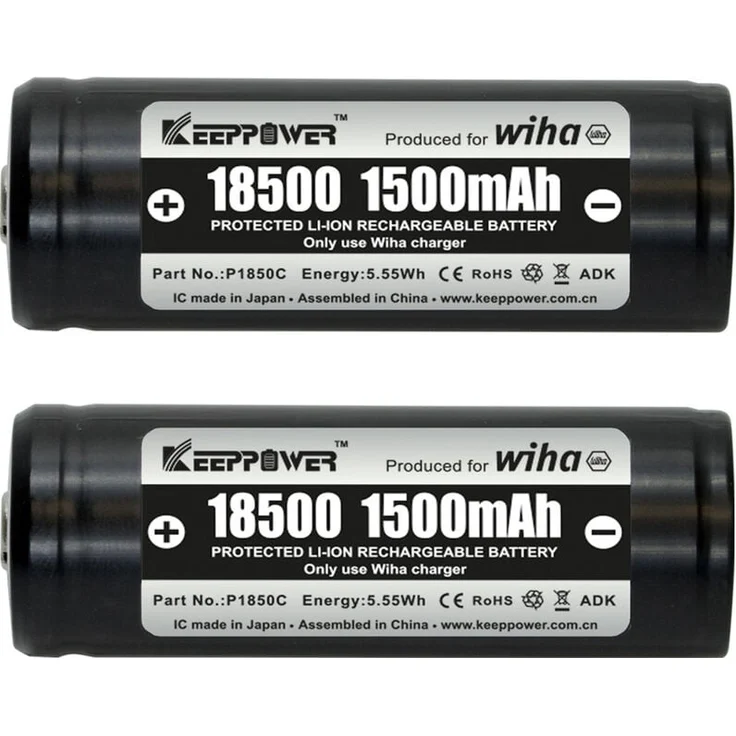 Wiha Akku-Set 18500 Li-Ion, 2 Stück in Box für speedE® E-Schraubendreher mit Schutzschaltung – Bild 1