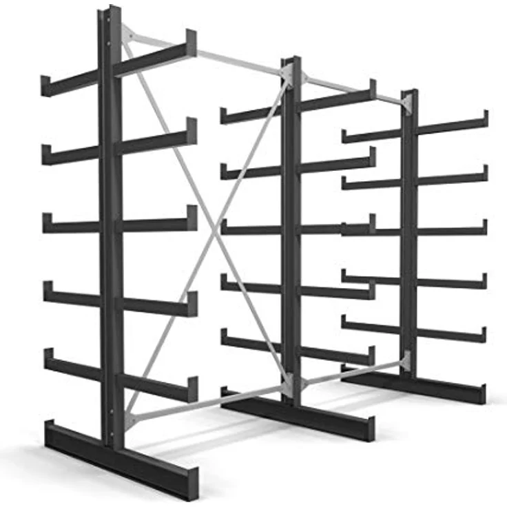 STIER Kragarmregal, doppelseitig, 2 Felder mit 5 Ebenen, Tragkraft 200kg pro Kragarm, BxHxT 2600x2000x500mm, made in Germany – Bild 1