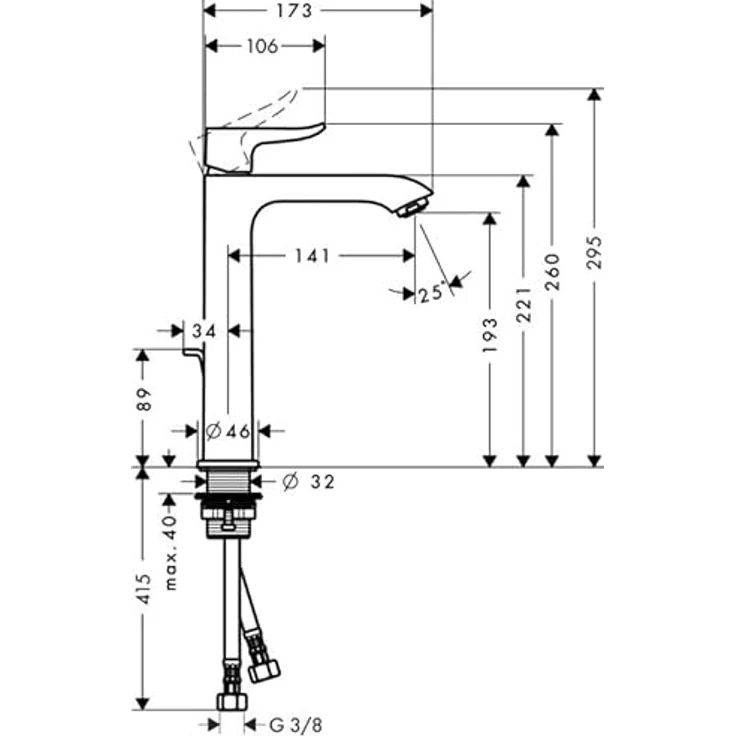 hansgrohe Metris 200 Spültischarmatur, Einhebelmischer mit Zugstangen-Ablaufgarnitur, chrom, 5 l/min Durchflussmenge – Bild 6