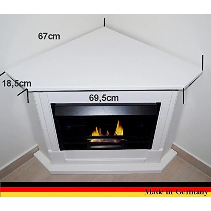 Kaminbau Mierzwa Bio Ethanol und Gelkamin - Eckkamin Modell Moskau - inkl. Kaminzubehör - Weiß – Bild 4