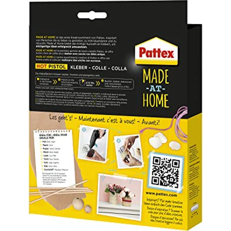 Pattex Made at Home Heißklebepistole, Kleber für kreative Heimwerkarbeiten, Set aus 1x Klebepistole und 6x Heißklebesticks mit 11mm Durchmesser – Bild 2
