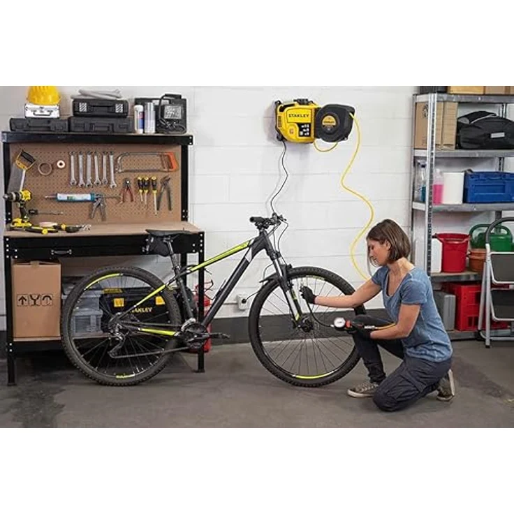 Stanley Luftkompressor SXCMS15WE 8215400ST - Kompressor 8 Bar - 160L/Min Saugleistung - Ölfrei - Luftschlauch 9M - Schwarz/Gelb – Bild 4