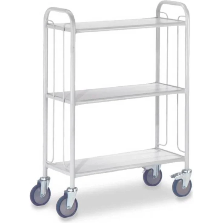 Rollcart Bürowagen, Transportwagen mit 150 kg Traglast, 3 Etagen aus hochfester MDF-Platte, robustes Stahlgestell, leicht manövrierbar mit Lenkrollen