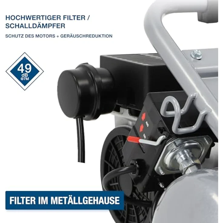 HYUNDAI Silent Kompressor SAC75008, tragbar, ölfrei, 9 bar, 8L, 49 dB, 750 W / 1 PS – Bild 7