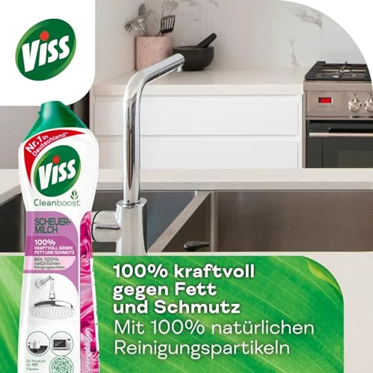 Viss Cleanboost Scheuer-Milch Frühlingsblüten 500ml (1er Pack) Allzweckreiniger – Bild 6