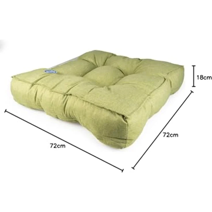 Duvoplus Quadratisches Kissen Quadri, 72 x 72 x 18 cm, Grün, für Bett/Korb/Sofa/Tipi – Bild 2
