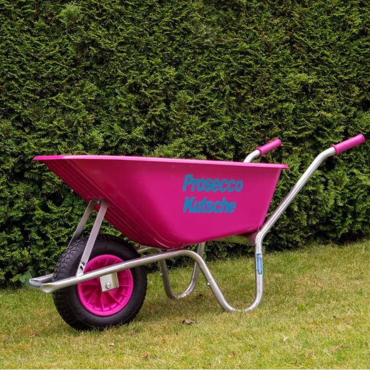 TRUTZHOLM Schubkarre Proseccokutsche PP 100 L 250 kg Gartenschubkarre Schiebkarr, pink