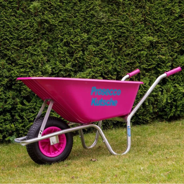 TRUTZHOLM Schubkarre Proseccokutsche PP 100 L 250 kg Gartenschubkarre Schiebkarr, pink