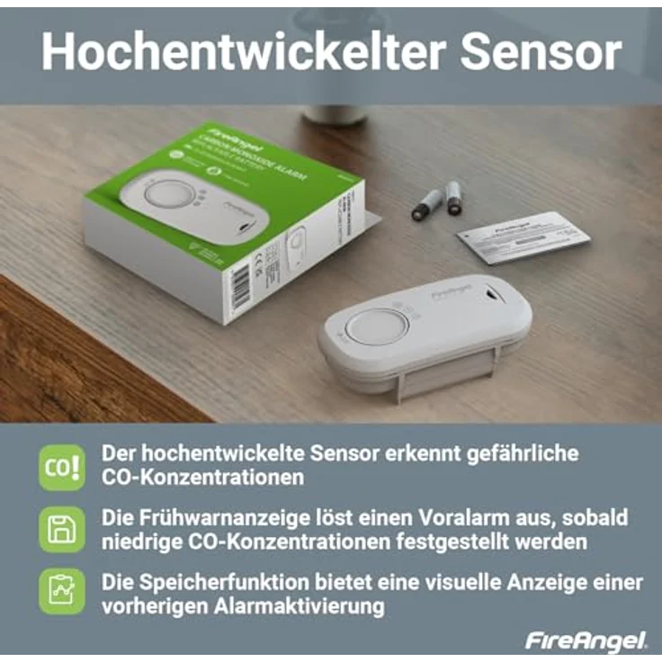 FireAngel FA3313-EUX10 Kohlenmonoxid-Melder batteriebetrieben detektiert Kohlenmonoxid – Bild 4