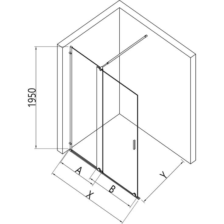 NEXTREND Duschabtrennung Walk-In Nano NT101, Schiebetür, Schwarz matt, 8 mm graues ESG-Sicherheitsglas, wählbare Breite bis 1700 mm