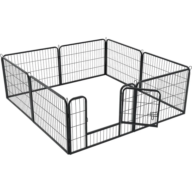 Juskys Welpenauslauf 160 x 160 x 60 cm – Welpenlaufstall 8-teilig aus Metall – Freigehege mit Tür – Welpengitter für Hunde, Hasen & Kleintiere – Bild 9