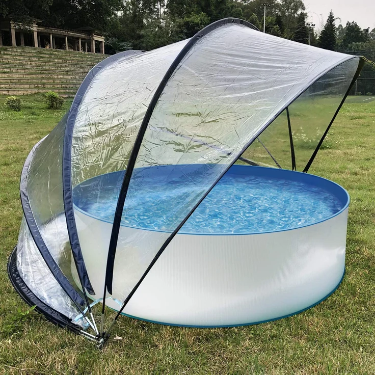 EXIT Swimming Pool Sonnendach, Abdeckhaube Ø 450 cm klappbar, Poolüberdachung 0,16 mm Folienstärke, rund mit Stahlrohr – Bild 2