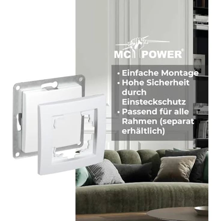 McPower Blindabdeckung Blende Flair, Unterputz, 60mm für Hohlwanddosen Ø 68mm, weiß, IP20 Schutzklasse – Bild 2