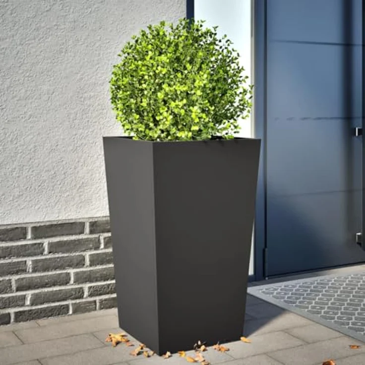 vidaXL Pflanzkübel Schwarz 45x45x75 cm Stahl, rostbeständig und strapazierfähig – Bild 2