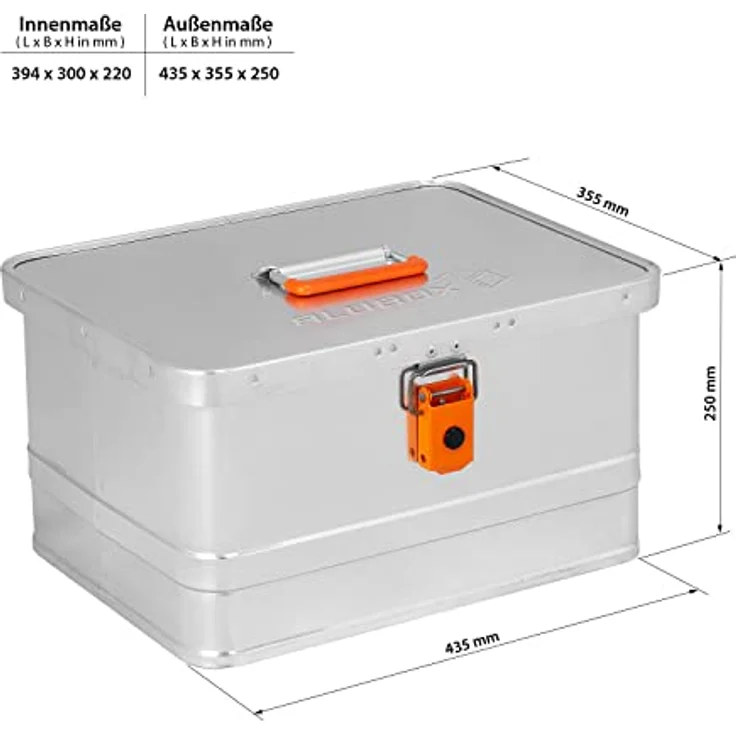 ALUBOX Werkzeugkiste EASY 29L Inhalt Außenmaße L 43,5 x B 35,5 x H 25 cm Alukiste mit Griff oben abschließbar – Bild 4