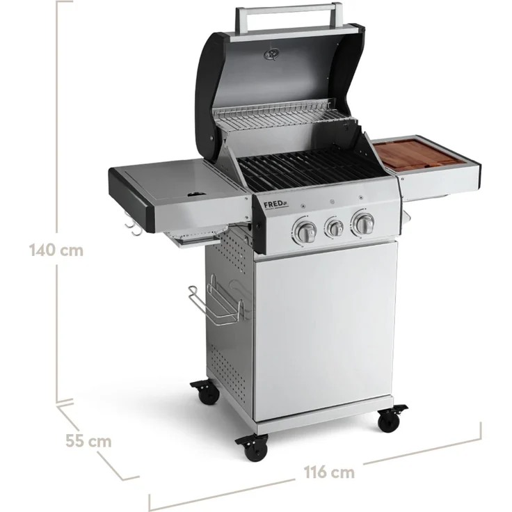 BURNHARD Gasgrill Fred, 2-Brenner Gasgrill, 900 Grad Infrarot-Keramikbrenner, 2023er Version, 10,5 kW Gasgrill 2 Brenner Deluxe – Bild 2
