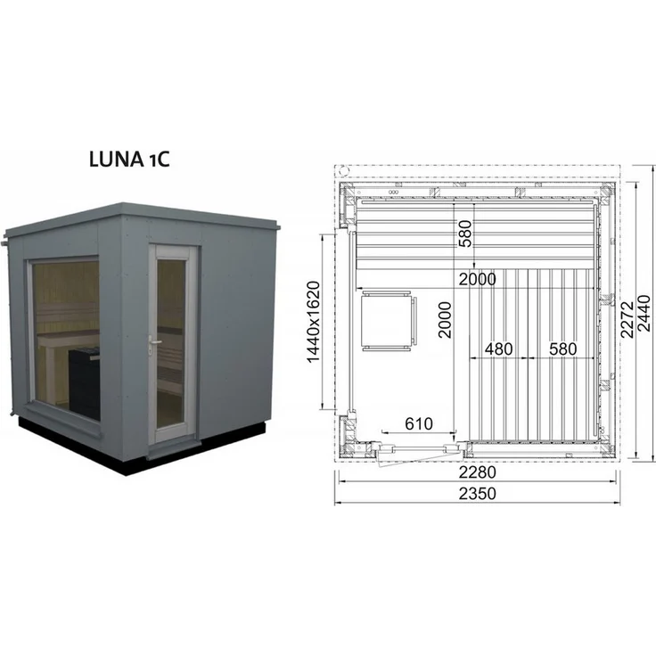 Infraworld Fasssauna Infraworld Luna 1 Außensauna mit HPL-Platten Anthrazit versch. - Luxuriöses Saunaerlebnis im eigenen Garten