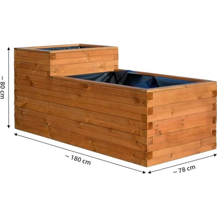 dobar Hochteich "Superb", Hochteich aus robustem Kiefernholz mit Teichfolie, 180 x 78 x 80 cm, 450l Fassungsvermögen – Bild 2