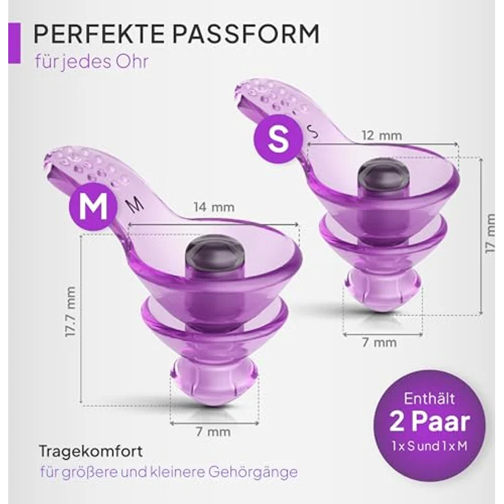 Senner ® DreamPro, Ohrstöpsel für ruhigen Schlaf, Gehörschutz mit 29 dB SNR, hypoallergen, 2 Größen, Alubehälter für Seitenschläfer – Bild 2