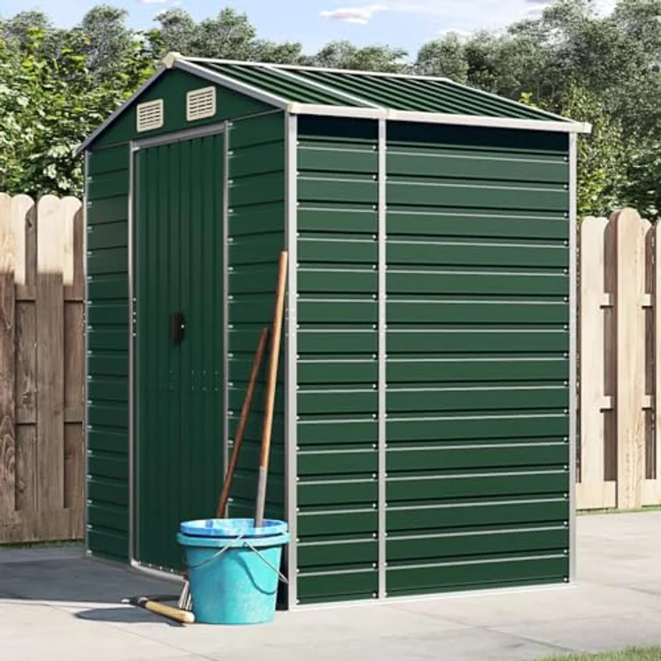 vidaXL Gerätehaus Grün 191x130x198 cm Verzinkter Stahl – Bild 2