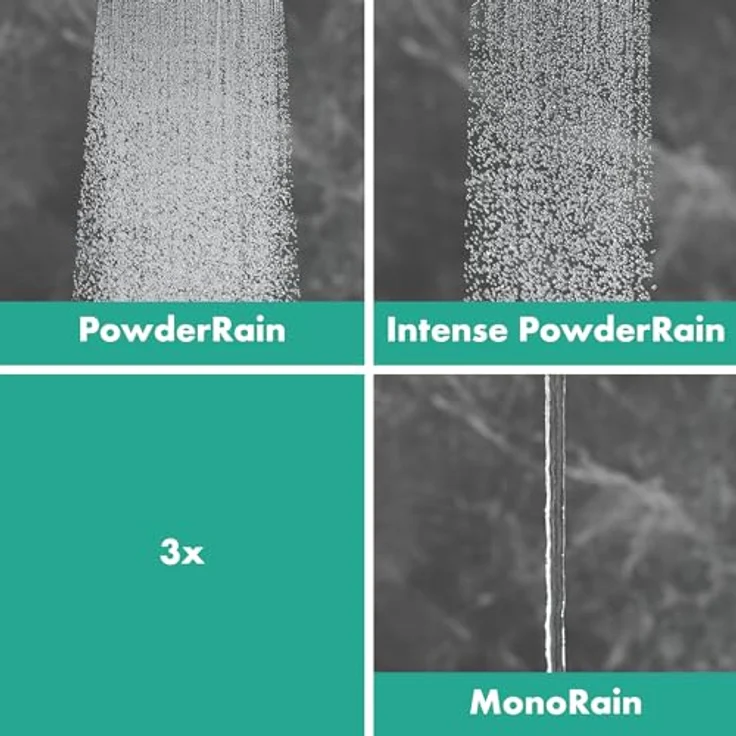 hansgrohe Rainfinity Brauseset 130, Duschbrause mit EcoSmart, 3 Strahlarten (PowderRain, Intense PowderRain, MonoRain), S Puro Brausestange 900mm, 8.5 l/min – Bild 5