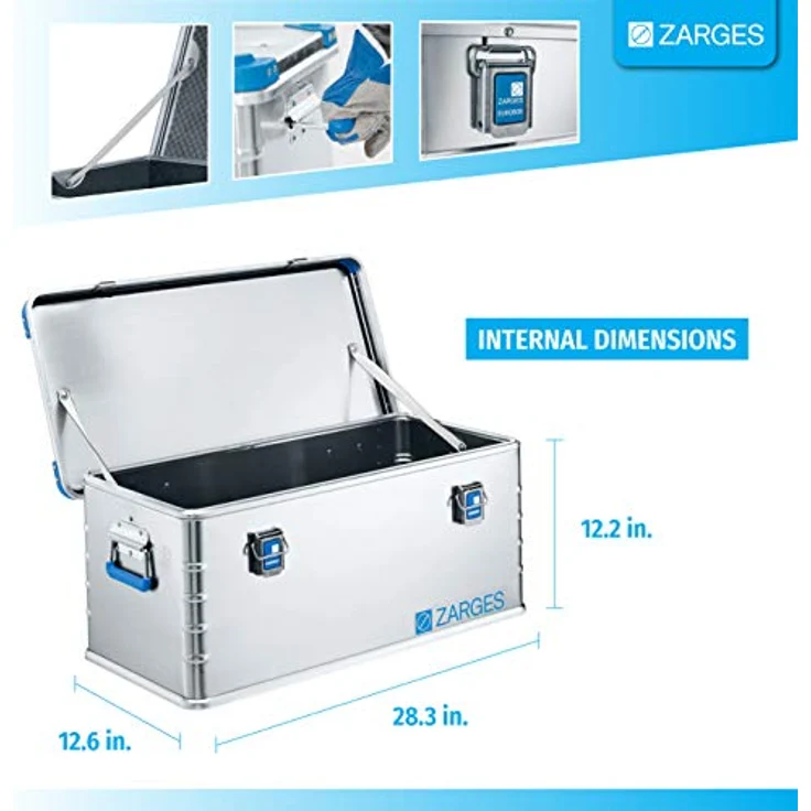 Zarges Eurobox Alu, Werkzeugkoffer 81 Liter, staub- und spritzwassergeschützt, stabil und leicht – Bild 2