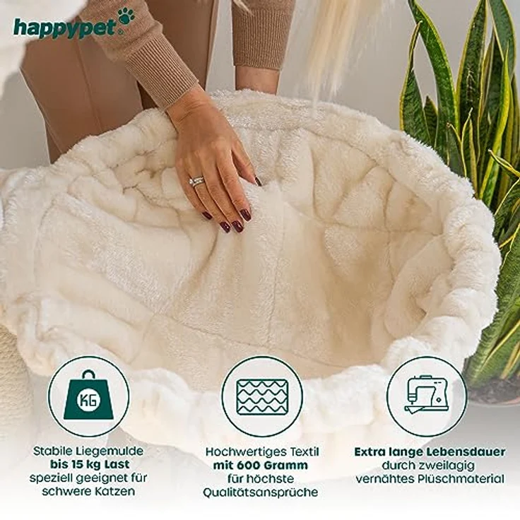 Happypet Liegemulden für XXL Kratzbaum Schlafmulde Zubehör für große Katzen (Maine Coon) Ø 45cm, Creme – Bild 4
