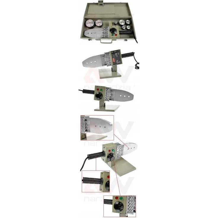 Mar-Pol Elektroschweißgerät für PVC-Rohre, 1100W, 20-63mm mit Temperaturkontrolle bis 300°C, Metallgehäuse
