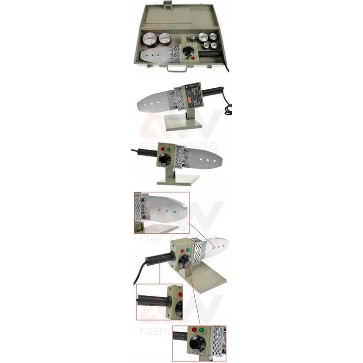 Mar-Pol Elektroschweißgerät für PVC-Rohre, 1100W, 20-63mm mit Temperaturkontrolle bis 300°C, Metallgehäuse