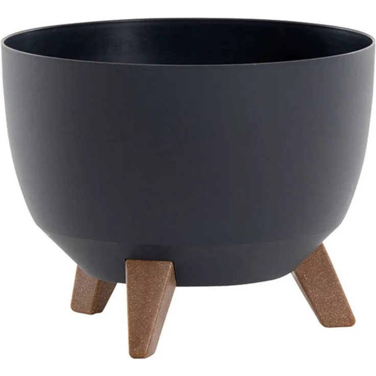 Siena Garden Pflanzkübel OSLO, anthrazit, 29x23 cm, mit Einsatz für einfache Bepflanzung, robust und witterungsbeständig