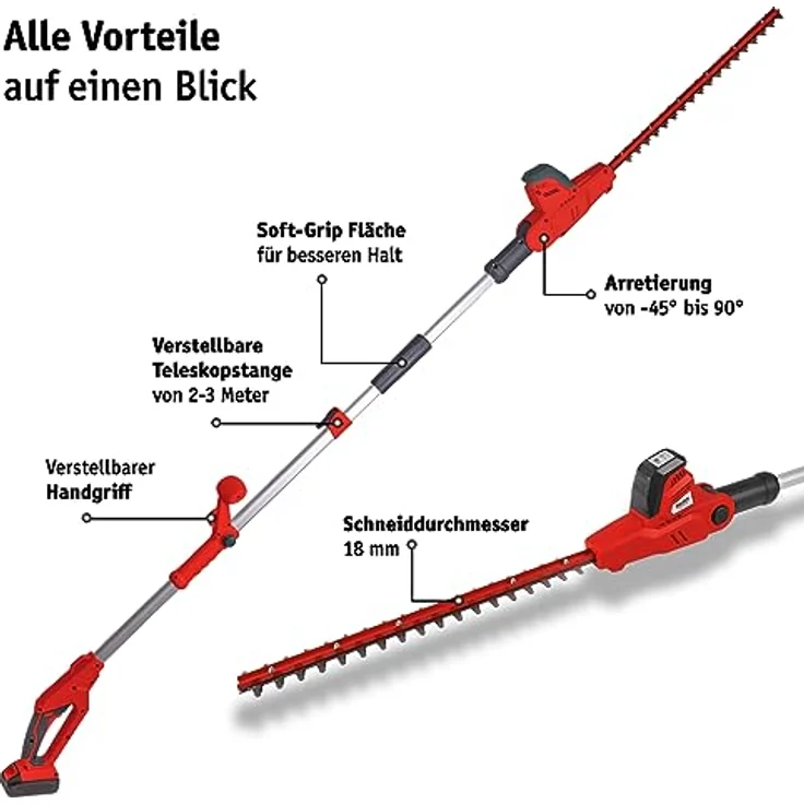 Walter Li-Ion Akku Teleskop Heckenschere 20 V Schere Heckentrimmer Akkuschere, mit Akku, mit Ladegerät – Bild 7