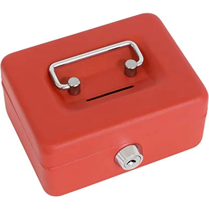 ARREGUI Elegant C9004 Geldkassette aus Stahl | Geldbox | 12,5 cm breit | Abschließbare Kasse mit Einwurfschlitz | Kleine Geldkassette mit Schlüssel | Geldkasse | rot – Bild 2