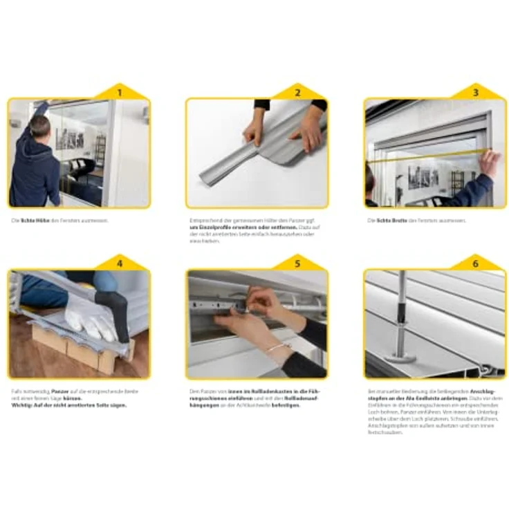 Schellenberg Rolladenpanzer Set PVC Maxi 110 x 130 cm grau für 60 mm Stahlrohrwellen, kürzbar, inkl. Aufhängefeder, Alu-Endleiste, Rolladenstopper – Bild 5