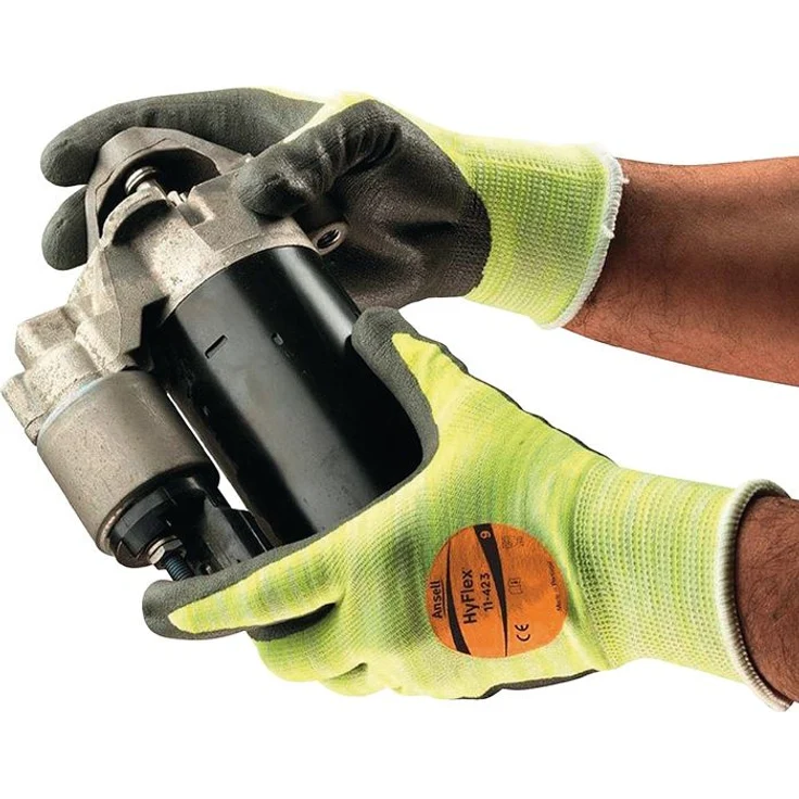 Ansell HyFlex® 11-423, Arbeitshandschuhe Gr. 10, grau/hellgelb, EN 388/EN 407, schnitt- und hitzebeständig bis 100 °C