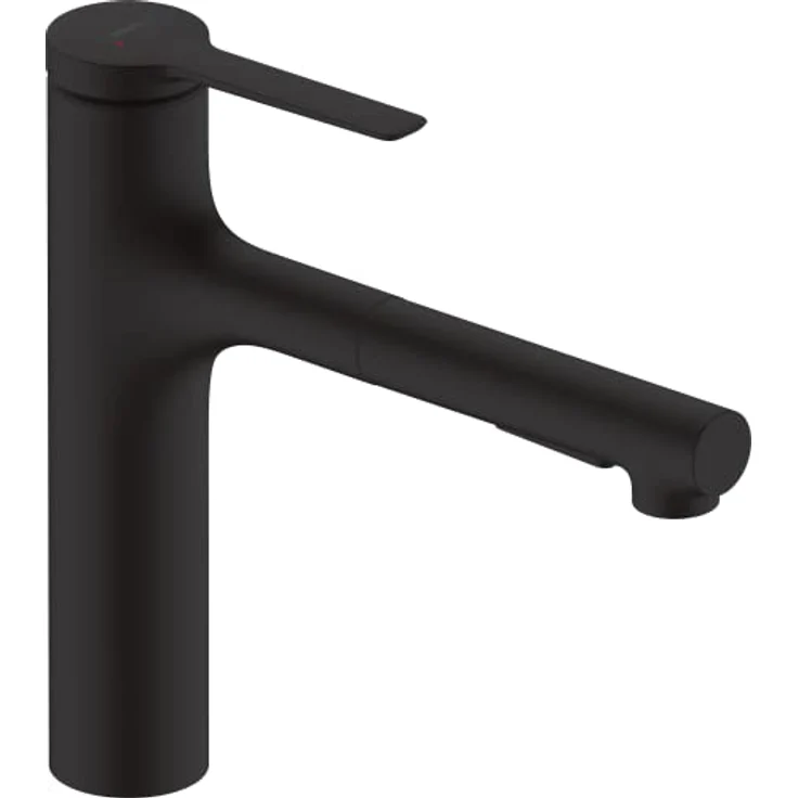 hansgrohe Zesis M33 Einhebel-Küchenmischer mit 160 mm Ausziehbrause, Mattschwarz, ComfortZone 160, Keramikmischsystem, Schwenkbereich 150° – Bild 1
