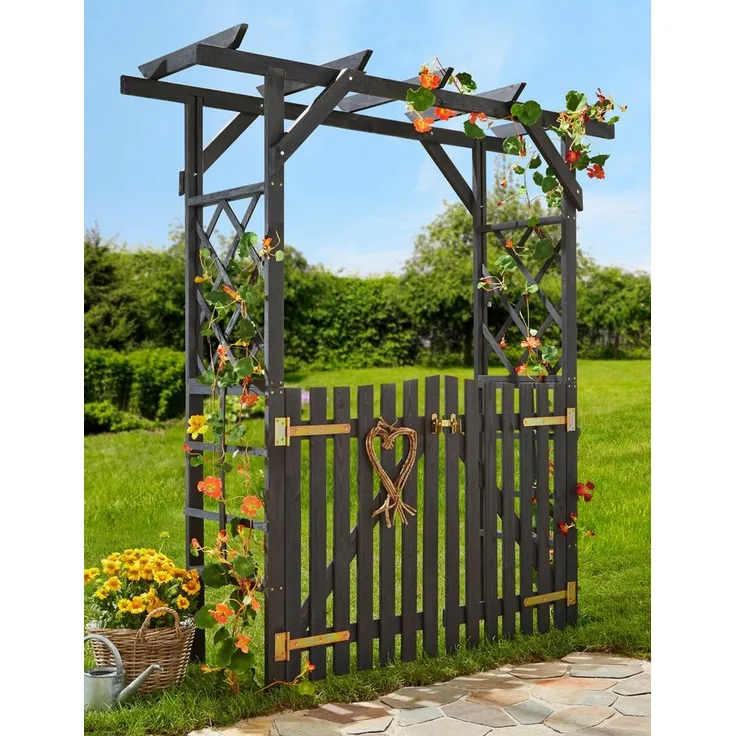 promadino Rosenbogen Pergola Ben Set, BxTxH: 200x65x208 cm, mit Türen, anthrazit - Preisvergleich
