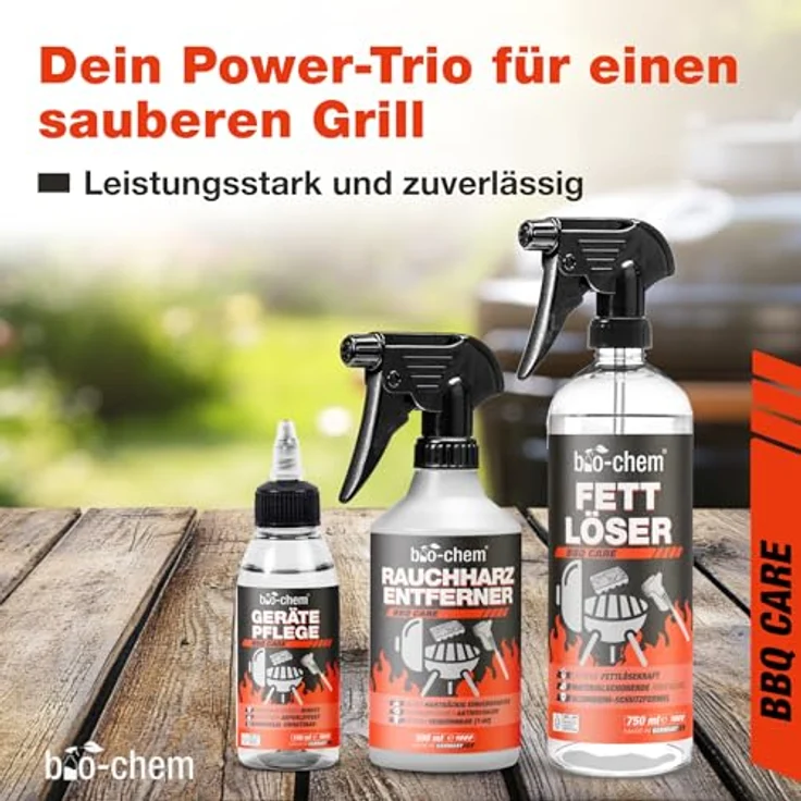 bio-chem Grill- und Backofen Reinigungsset 3-teilig, kraftvolle Grillreiniger für Edelstahl, Gusseisen und Aluminium, Made in DE – Bild 2