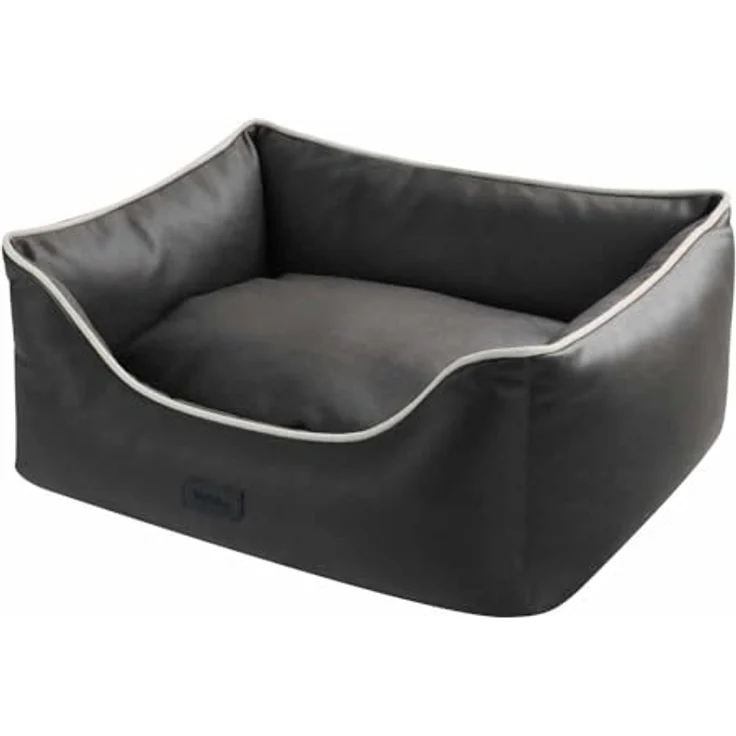 Nobby Komfortbett eckig HORIA, kuschelig weich mit Wendekissen und Anti-Rutsch-Beschichtung, antrazith 110 x 92 x 33 cm – Bild 1