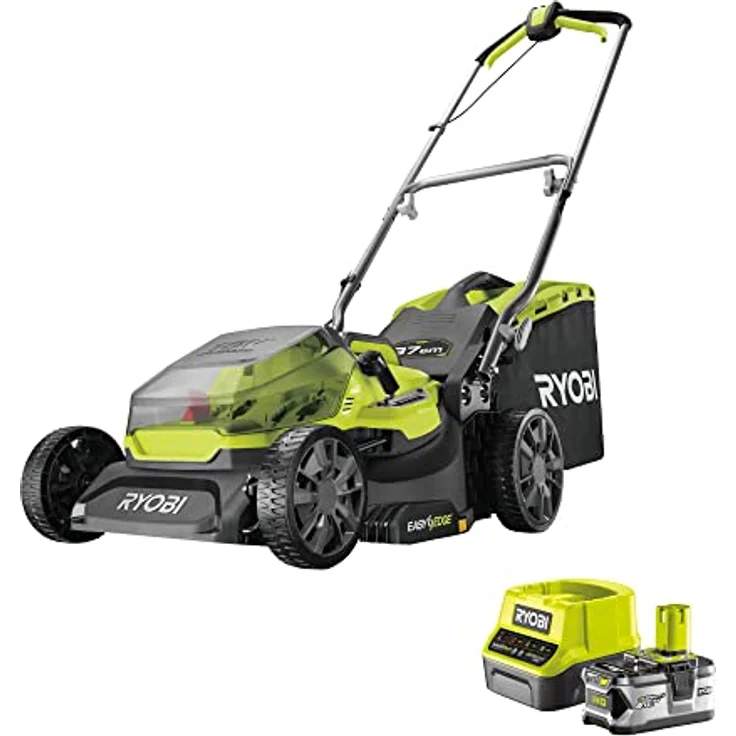 Ryobi Akku-Rasenmäher RY18LM37A-140 One+, 37 cm Schnittbreite, 18 V, mit flexibler Schnitthöhenverstellung und 45 l Fangkorb – Bild 1
