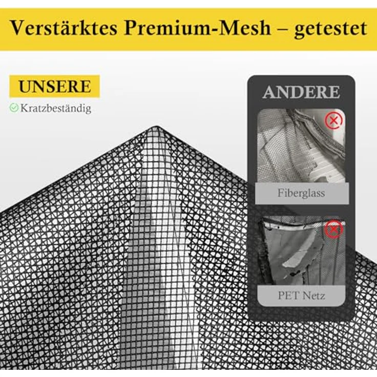 fowong Fliegengitter Balkontür Magnet, 170x240cm, Nanogitter mit 10x Reißfestigkeit, winddicht, geruchlos, schwarz – Bild 4