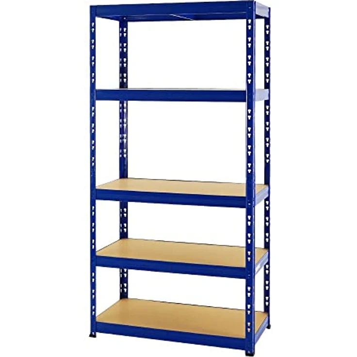 Proregal Schwerlastregal Tiger, 180 x 90 x 45 cm, 5 Böden, Traglast 265 kg pro Boden, Steckmontage, Blau – Bild 7