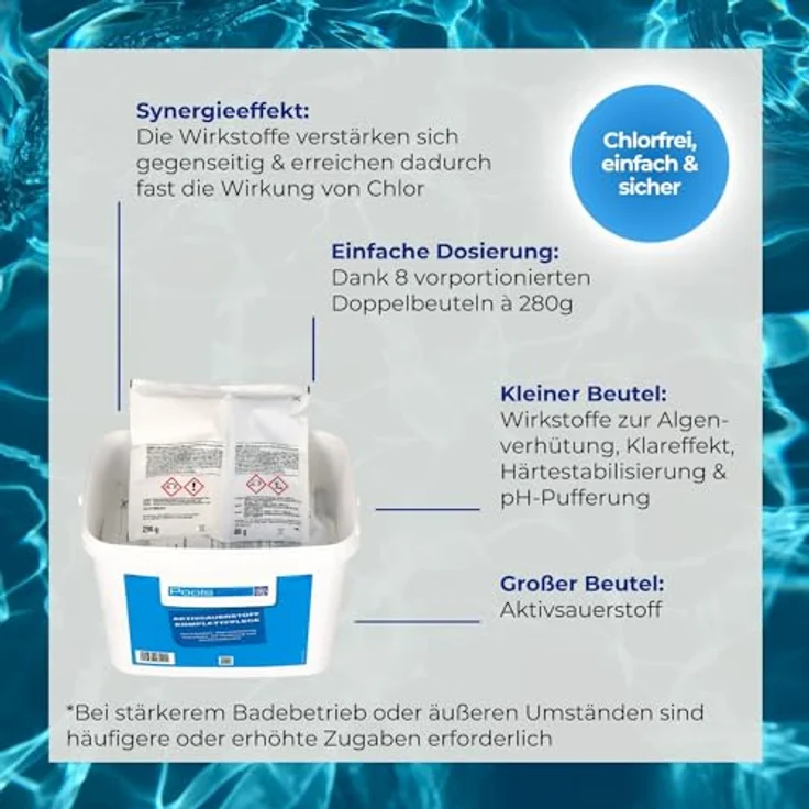 4,48 kg - PoolsBest® Aktivsauerstoff-Komplettpflege 16 Doppelbeutel – Bild 4