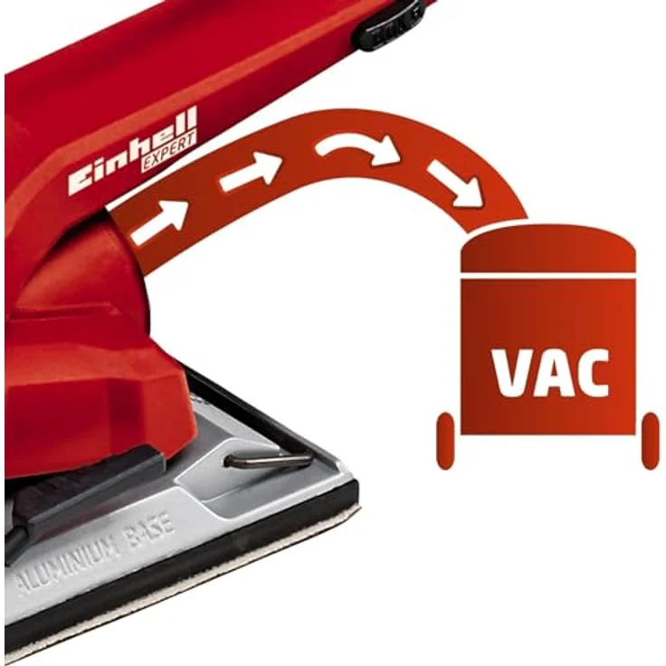 Einhell Schwingschleifer TE-OS 2520 E (250 W, 115x230 mm, Drehzahlanpassung, Absaugadapter, Klett-Schleifpapier P120, Koffer) – Bild 6